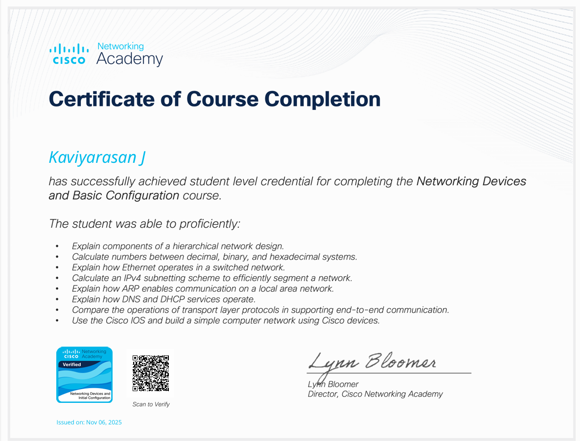 Cisco Networking Devices Certificate
